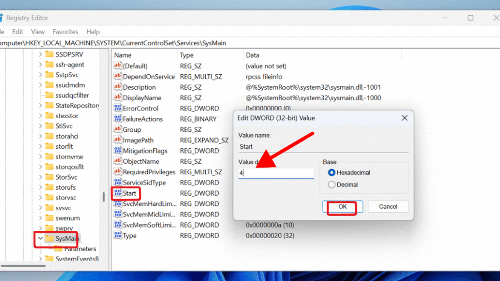 adjust sysmain on windows