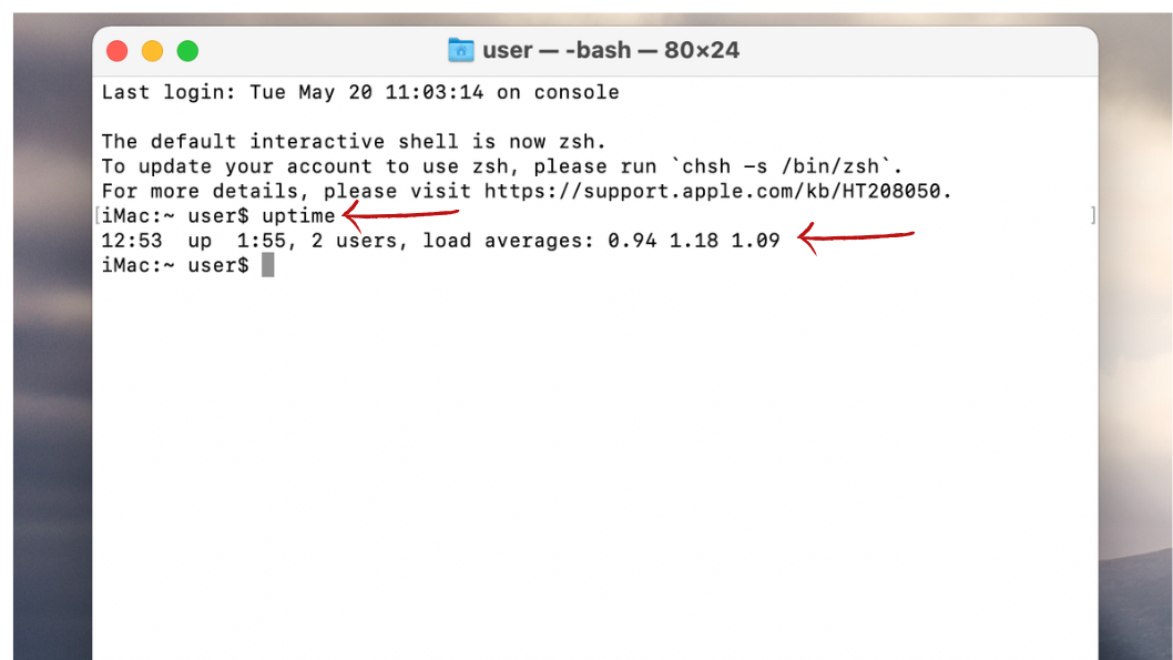 System Uptime on macOS