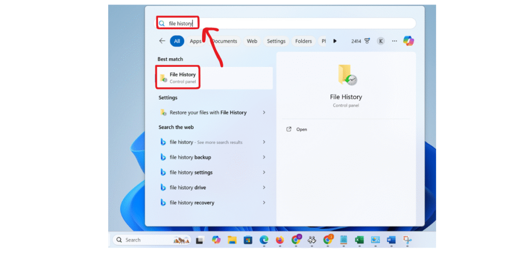File History on windows 11