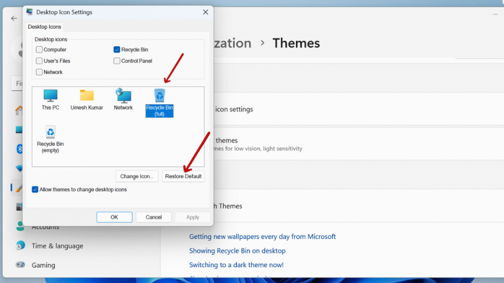 change the recycle bin icon